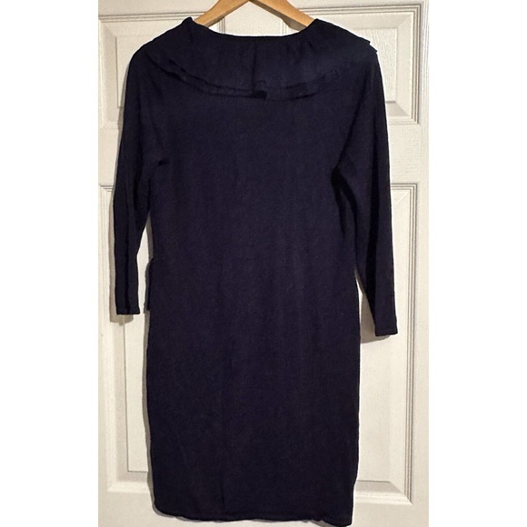 Calvin Klein Ruffled Navy Blue Sweater Dress size L - Picture 3 of 3